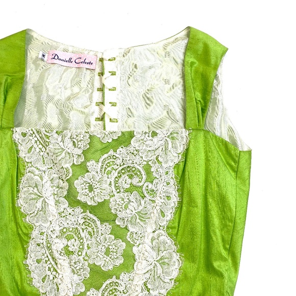 DO YOU LARP? Apple Green Silk Camisole with Lace - Picture 3 of 8